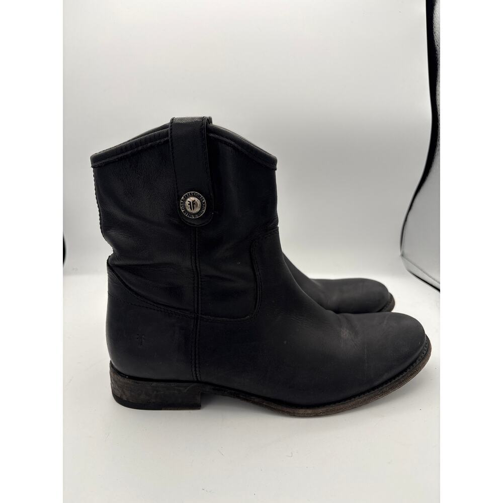 Women’s Frye Size 8 Soft Leather Black Cowboy Style Ankle Boots - Picture 3 of 6